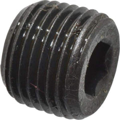 Made in USA - 1/8-27, 5/16" OAL, Alloy Steel Socket Pressure Plug - Uncoated, 3/4" Taper per Foot, 3/16" Hex Key - Eagle Tool & Supply