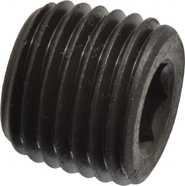 Value Collection - 1/4-18, 7/16" OAL, Alloy Steel Socket Pressure Plug - Uncoated, 3/4" Taper per Foot, 1/4" Hex Key - Eagle Tool & Supply