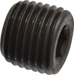 Value Collection - 1/4-18, 7/16" OAL, Alloy Steel Socket Pressure Plug - Uncoated, 3/4" Taper per Foot, 1/4" Hex Key - Eagle Tool & Supply