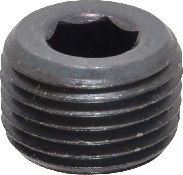Value Collection - 1/2-14, 9/16" OAL, Alloy Steel Socket Pressure Plug - Uncoated, 3/4" Taper per Foot, 3/8" Hex Key - Eagle Tool & Supply