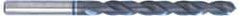 Accupro - #11 120° Spiral Flute Cobalt Screw Machine Drill Bit - TiAlN Finish, Right Hand Cut, 26mm Flute Length, 62mm OAL, Faceted Point, Straight Shank - Eagle Tool & Supply