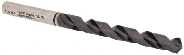 Accupro - 11/32" 120° Cobalt Jobber Drill - TiAlN Finish, Right Hand Cut, Spiral Flute, Straight Shank, 125mm OAL, Faceted Point - Eagle Tool & Supply