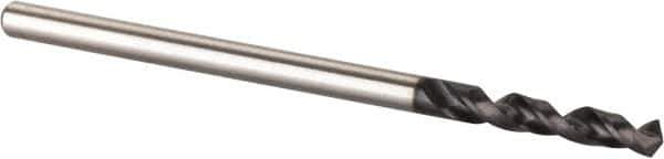 Accupro - 5/64" 120° Spiral Flute Cobalt Screw Machine Drill Bit - TiAlN Finish, Right Hand Cut, 12mm Flute Length, 38mm OAL, Split Point, Straight Shank - Eagle Tool & Supply