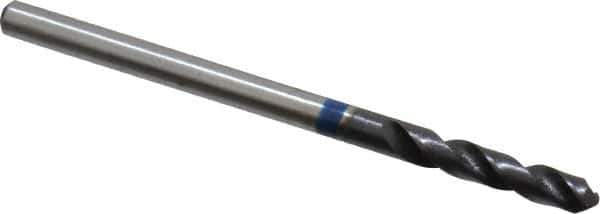 Accupro - 7/64" 120° Spiral Flute Cobalt Screw Machine Drill Bit - TiAlN Finish, Right Hand Cut, 16mm Flute Length, 46mm OAL, Split Point, Straight Shank - Eagle Tool & Supply
