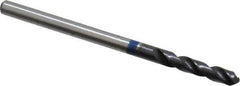 Accupro - 7/64" 120° Spiral Flute Cobalt Screw Machine Drill Bit - TiAlN Finish, Right Hand Cut, 16mm Flute Length, 46mm OAL, Split Point, Straight Shank - Eagle Tool & Supply