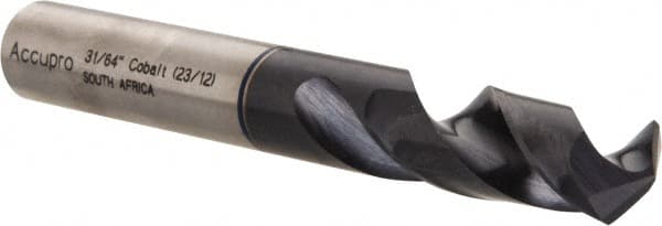 Accupro - 31/64" 120° Spiral Flute Cobalt Screw Machine Drill Bit - Eagle Tool & Supply
