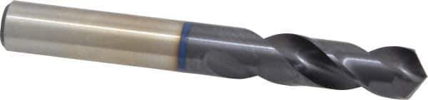 Accupro - 1/2" 120° Spiral Flute Cobalt Screw Machine Drill Bit - TiAlN Finish, Right Hand Cut, 51mm Flute Length, 102mm OAL, Faceted Point, Straight Shank - Eagle Tool & Supply