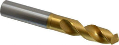 OSG - 15.00124mm 120° Spiral Flute Vanadium High Speed Steel Screw Machine Drill Bit - TiN Finish, Right Hand Cut, 56mm Flute Length, 116mm OAL, Faceted Point, Straight Shank - Eagle Tool & Supply