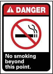 NMC - "Danger - No Smoking Beyond This Point", 14" Long x 10" Wide, Pressure-Sensitive Vinyl Safety Sign - Rectangle, 0.004" Thick, Use for Accident Prevention - Eagle Tool & Supply