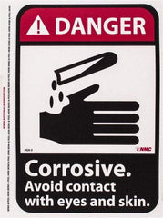 NMC - "Danger - Corrosive - Avoid Contact with Eyes and Skin", 10" Long x 7" Wide, Pressure-Sensitive Vinyl Safety Sign - Rectangle, 0.004" Thick, Use for Accident Prevention - Eagle Tool & Supply