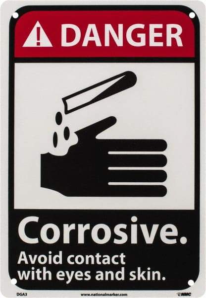 NMC - "Danger - Corrosive - Avoid Contact with Eyes and Skin", 10" Long x 7" Wide, Rigid Plastic Safety Sign - Rectangle, 0.05" Thick, Use for Accident Prevention - Eagle Tool & Supply