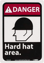 NMC - "Danger - Hard Hat Area", 10" Long x 7" Wide, Rigid Plastic Safety Sign - Rectangle, 0.05" Thick, Use for Accident Prevention - Eagle Tool & Supply