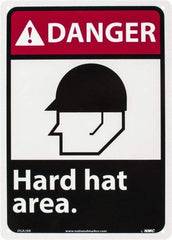 NMC - "Danger - Hard Hat Area", 14" Long x 10" Wide, Rigid Plastic Safety Sign - Rectangle, 0.05" Thick, Use for Accident Prevention - Eagle Tool & Supply