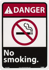 NMC - "Danger - No Smoking", 14" Long x 10" Wide, Rigid Plastic Safety Sign - Rectangle, 0.05" Thick, Use for Accident Prevention - Eagle Tool & Supply