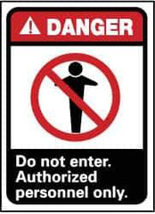 NMC - "Danger - Do Not Enter - Authorized Personnel Only", 10" Long x 7" Wide, Rigid Plastic Safety Sign - Rectangle, 0.05" Thick, Use for Security & Admittance - Eagle Tool & Supply