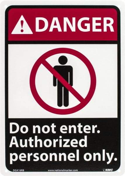 NMC - "Danger - Do Not Enter - Authorized Personnel Only", 14" Long x 10" Wide, Rigid Plastic Safety Sign - Rectangle, 0.05" Thick, Use for Security & Admittance - Eagle Tool & Supply