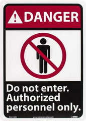 NMC - "Danger - Do Not Enter - Authorized Personnel Only", 14" Long x 10" Wide, Rigid Plastic Safety Sign - Rectangle, 0.05" Thick, Use for Security & Admittance - Eagle Tool & Supply