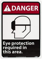 NMC - "Danger - Eye Protection Required in This Area", 14" Long x 10" Wide, Rigid Plastic Safety Sign - Rectangle, 0.05" Thick, Use for Accident Prevention - Eagle Tool & Supply