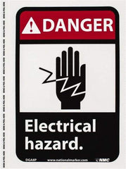 NMC - "Danger - Electrical Hazard", 10" Long x 7" Wide, Pressure-Sensitive Vinyl Safety Sign - Rectangle, 0.004" Thick, Use for Accident Prevention - Eagle Tool & Supply