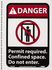 NMC - "Danger - Permit Required - Confined Space - Do Not Enter", 10" Long x 7" Wide, Pressure-Sensitive Vinyl Safety Sign - Rectangle, 0.004" Thick, Use for Accident Prevention - Eagle Tool & Supply