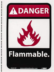 NMC - Danger - Flammable, Pressure Sensitive Vinyl Fire Sign - 7" Wide x 10" High - Eagle Tool & Supply