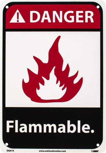 NMC - Danger - Flammable, Plastic Fire Sign - 7" Wide x 10" High - Eagle Tool & Supply