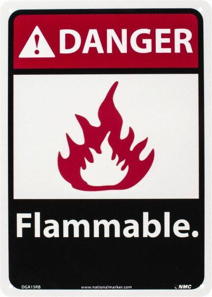 NMC - Danger - Flammable, Plastic Fire Sign - 10" Wide x 14" High - Eagle Tool & Supply