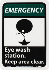 NMC - "Emergency - Eye Wash Station - Keep Area Clear", 10" Long x 7" Wide, Rigid Plastic Safety Sign - Rectangle, 0.05" Thick, Use for First Aid - Eagle Tool & Supply