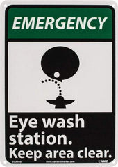 NMC - "Emergency - Eye Wash Station - Keep Area Clear", 14" Long x 10" Wide, Rigid Plastic Safety Sign - Rectangle, 0.05" Thick, Use for First Aid - Eagle Tool & Supply