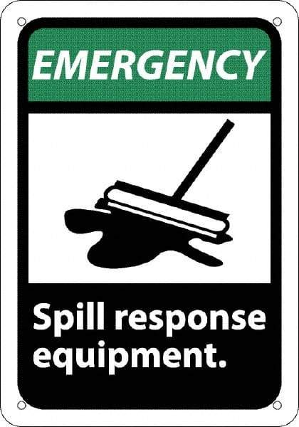 NMC - "Emergency - Spill Response Equipment", 10" Long x 7" Wide, Rigid Plastic Safety Sign - Rectangle, 0.05" Thick, Use for Accident Prevention - Eagle Tool & Supply