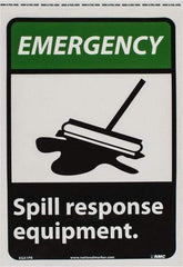 NMC - "Emergency - Spill Response Equipment", 14" Long x 10" Wide, Pressure-Sensitive Vinyl Safety Sign - Rectangle, 0.004" Thick, Use for Accident Prevention - Eagle Tool & Supply