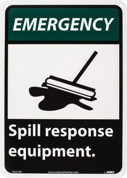 NMC - "Emergency - Spill Response Equipment", 14" Long x 10" Wide, Rigid Plastic Safety Sign - Rectangle, 0.05" Thick, Use for Accident Prevention - Eagle Tool & Supply