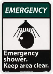 NMC - "Emergency - Emergency Shower - Keep Area Clear", 14" Long x 10" Wide, Rigid Plastic Safety Sign - Rectangle, 0.05" Thick, Use for First Aid - Eagle Tool & Supply