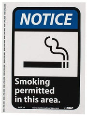 NMC - "Notice - Smoking Permitted in This Area", 10" Long x 7" Wide, Pressure-Sensitive Vinyl Safety Sign - Rectangle, 0.004" Thick, Use for Security & Admittance - Eagle Tool & Supply