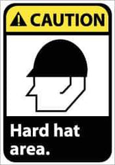 NMC - "Caution - Hard Hat Area", 10" Long x 7" Wide, Rigid Plastic Safety Sign - Rectangle, 0.05" Thick, Use for Accident Prevention - Eagle Tool & Supply