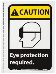 NMC - "Caution - Eye Protection Required", 10" Long x 7" Wide, Pressure-Sensitive Vinyl Safety Sign - Rectangle, 0.004" Thick, Use for Accident Prevention - Eagle Tool & Supply