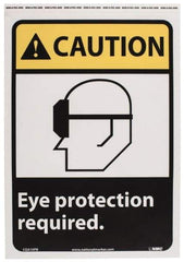 NMC - "Caution - Eye Protection Required", 14" Long x 10" Wide, Pressure-Sensitive Vinyl Safety Sign - Rectangle, 0.004" Thick, Use for Accident Prevention - Eagle Tool & Supply