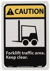 NMC - "Caution - Forklift Traffic Area - Keep Clear", 10" Long x 7" Wide, Rigid Plastic Safety Sign - Rectangle, 0.05" Thick, Use for Accident Prevention - Eagle Tool & Supply