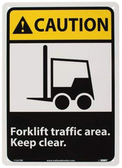 NMC - "Caution - Forklift Traffic Area - Keep Clear", 14" Long x 10" Wide, Rigid Plastic Safety Sign - Rectangle, 0.05" Thick, Use for Accident Prevention - Eagle Tool & Supply