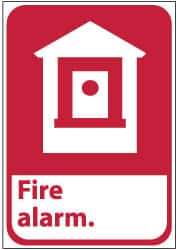 NMC - Fire Alarm, Pressure Sensitive Vinyl Fire Sign - 10" Wide x 14" High - Eagle Tool & Supply