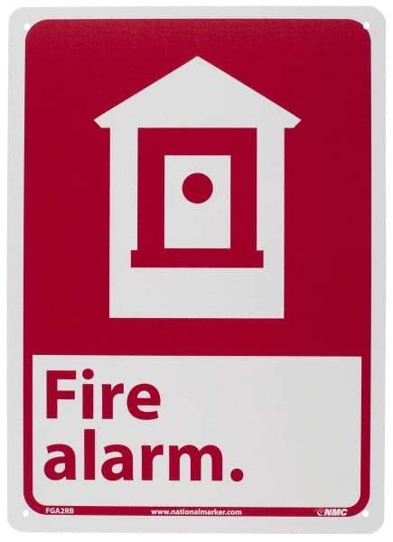 NMC - Fire Alarm, Plastic Fire Sign - 10" Wide x 14" High - Eagle Tool & Supply