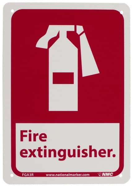 NMC - Fire Extinguisher, Plastic Fire Sign - 7" Wide x 10" High - Eagle Tool & Supply