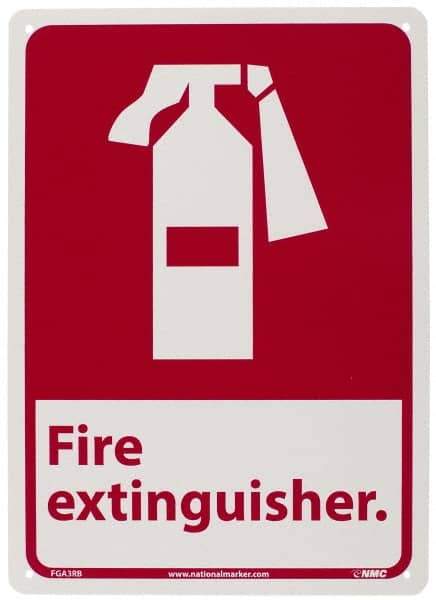 NMC - Fire Extinguisher, Plastic Fire Sign - 10" Wide x 14" High - Eagle Tool & Supply