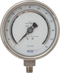 Wika - 4" Dial, 1/4 Thread, 0-600 Scale Range, Pressure Gauge - Lower Connection Mount, Accurate to 0.25% of Scale - Eagle Tool & Supply