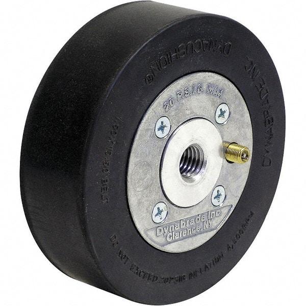 Dynabrade - 5" Wheel OD, 1-1/2" Wheel Width, 4,500 RPM, Aluminum, Pneumatic Wheel with Hub - 15-1/2" Long x 1-1/2" Wide, 5/8" Wheel Arbor Hole, For Use with 13214 & 13523 Dynastraight Air-Powered Abrasive Finishing Tools - Eagle Tool & Supply