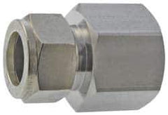 Parker - 3/8" OD, Stainless Steel Female Connector - -425 to 1,200°F, 1-1/16" Hex, Comp x FNPT Ends - Eagle Tool & Supply