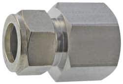 Parker - 1/16" OD, Stainless Steel Female Connector - -425 to 1,200°F, 9/16" Hex, Comp x FNPT Ends - Eagle Tool & Supply