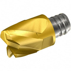 Iscar - MM EC-6 Grade IC908 Carbide End Milling Tip Insert - TiAlN Finish, 6 Flutes, 1/2" Cutting Diam, 3/8" Depth of Cut, 0.65" Extension, 0.016" Cnr Rad, 30° Helix - Eagle Tool & Supply