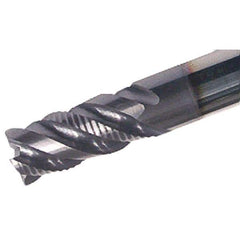 Iscar - 4 Flute Solid Carbide Roughing & Finishing Corner Chamfer End Mill - TiAlN Finish, Weldon Shank, 45° Helix, Non-Centercutting, Regular Length - Eagle Tool & Supply