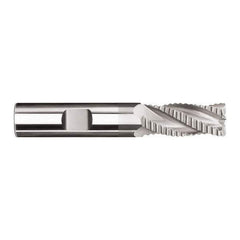 SGS - 20mm Diam, 38mm LOC, 4 Flute Solid Carbide 1.52mm Corner Radius Roughing End Mill - TiN Finish, 104mm OAL, 20mm Shank Diam, Single End, Centercutting, 30° Helix - Eagle Tool & Supply
